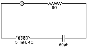 In the circuit shown below, the ac source has voltage v = 20 cos ωt volts  with ω = 2000 rad/ sec. - Sarthaks eConnect | Largest Online Education  Community