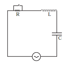 In the LCR circuit shown in Fig , the ac driving voltage is `v = V_m ...